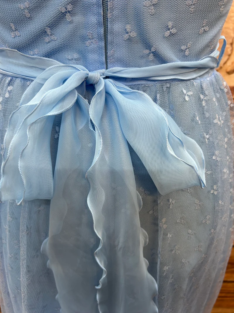 Hellblaues Tüll-Abendkleid | Größe 34/36 (S)