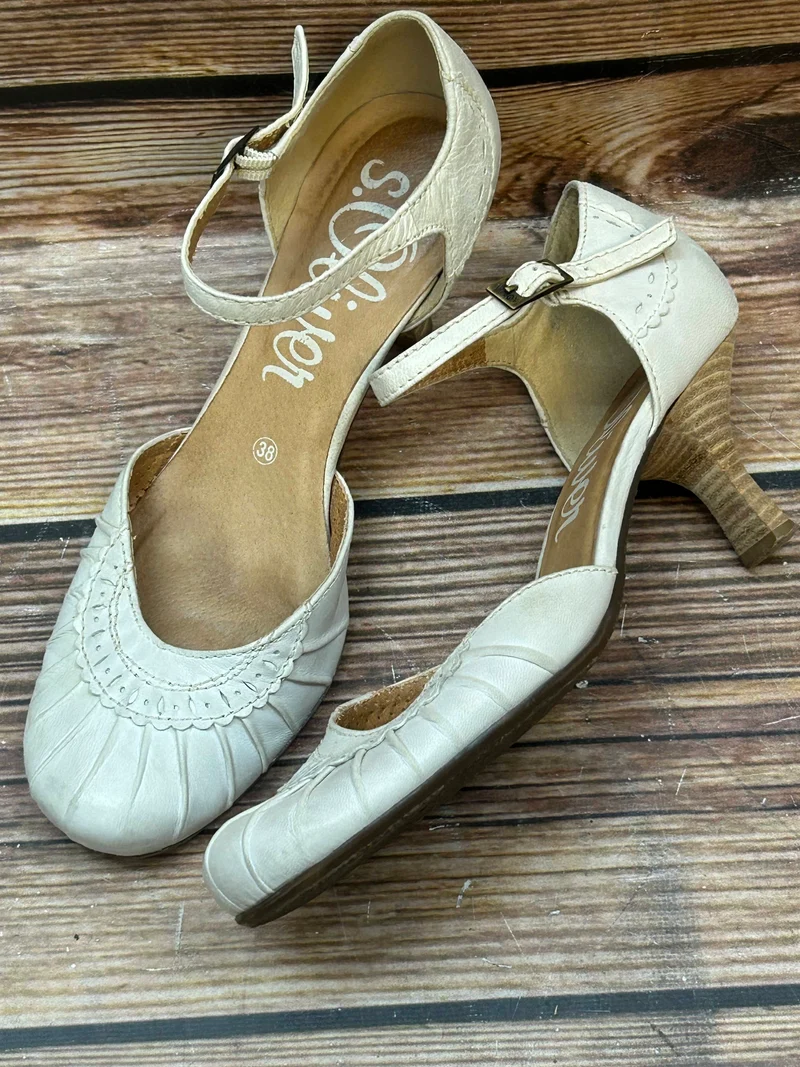 Vintage-Schuhe Riemchen-Pumps aus Leder – Größe 38