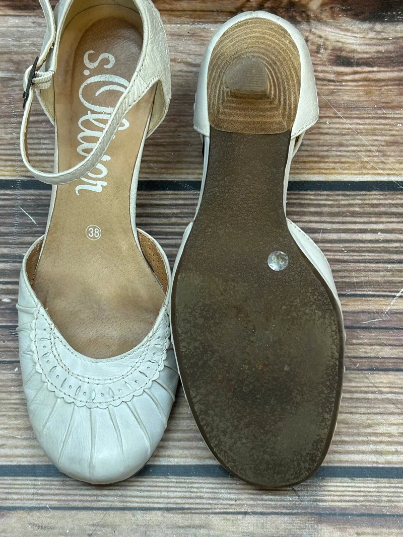 Vintage-Schuhe Riemchen-Pumps aus Leder – Größe 38