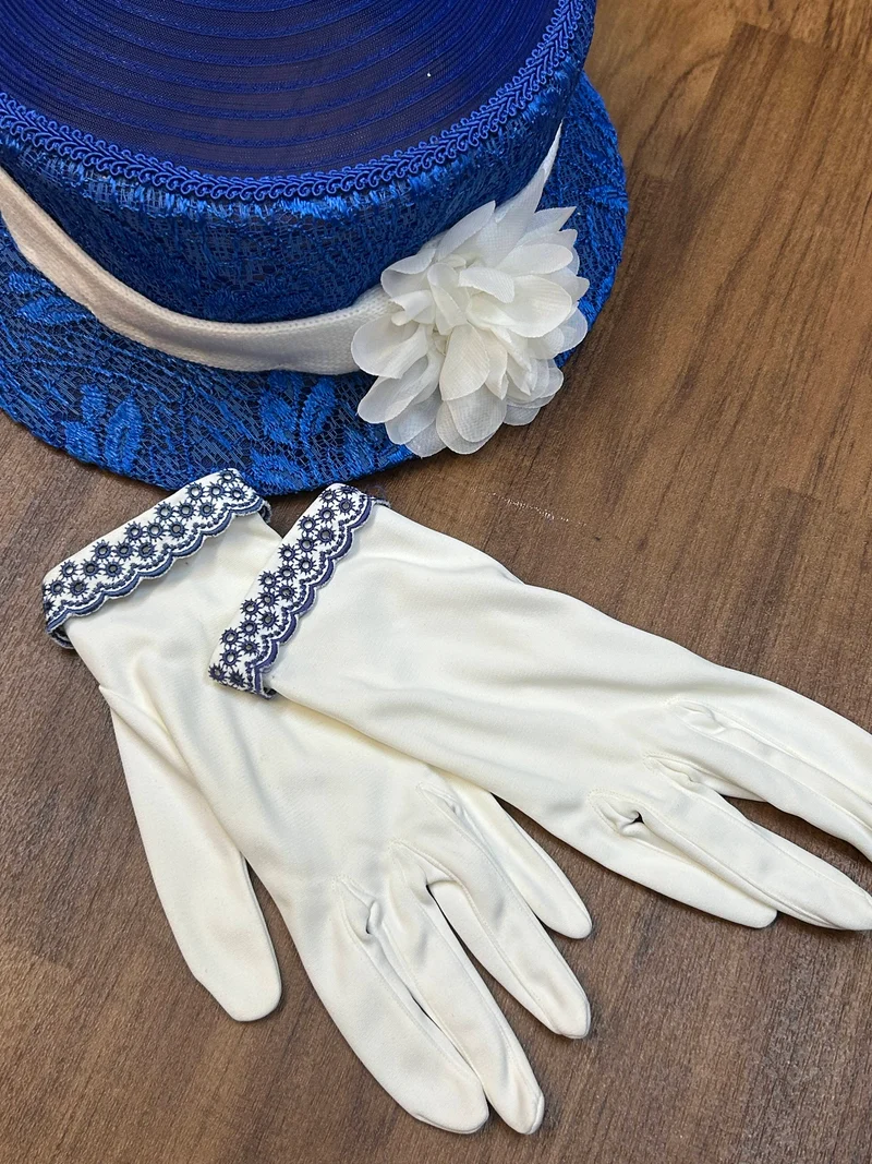 Royalblaues 20er-Jahre Kleid Gr. 42 mit Hut & Handschuhen