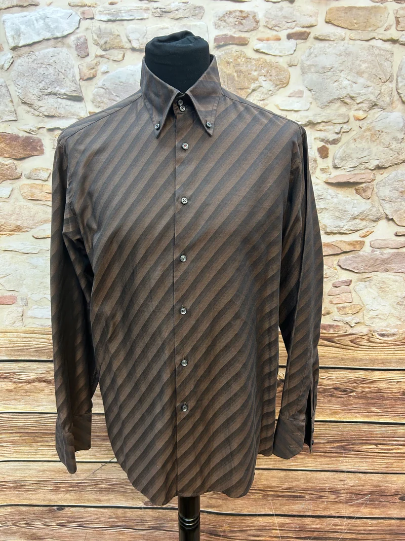 Vintage Hemd Herren Venti braun gestreift Größe 40