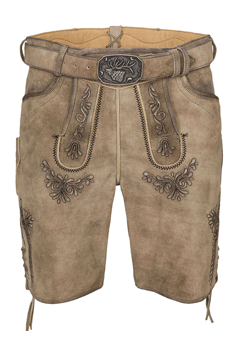 Herren Lederhose kurz mit Gürtel
