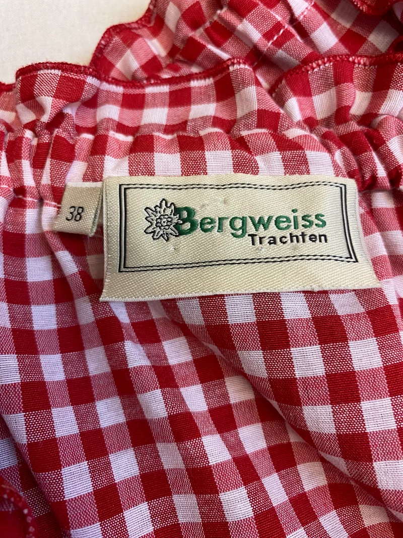 Bergweiss Trachtenbluse rot weiß kariert Gr. 38