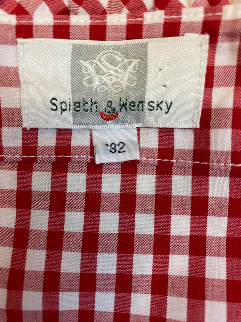 Spieth & Wensky Carmen Trachtenbluse rot weiß kariert Gr. 32