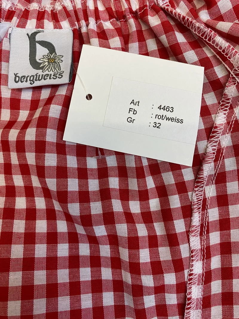 Bergweiss Trachtenbluse rot weiß kariert Gr. 32
