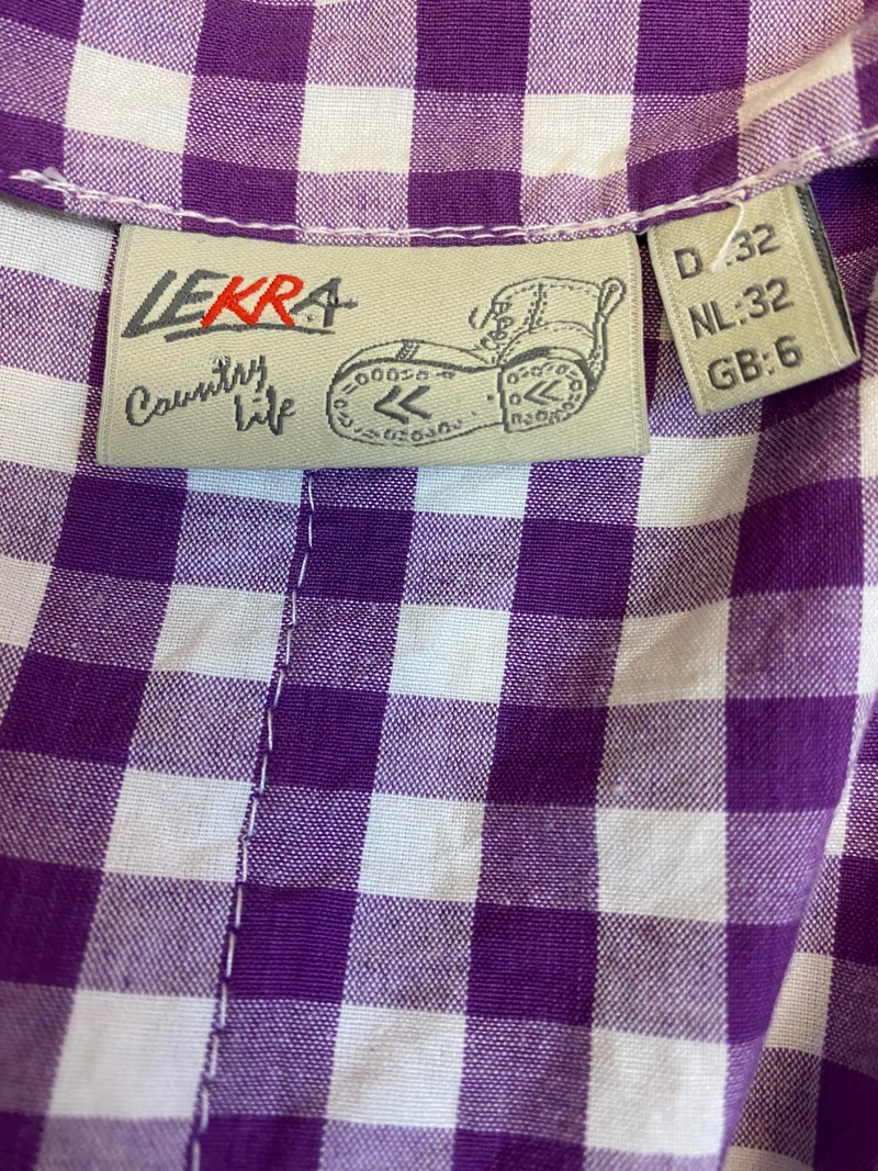 Trachtenbluse lila weiß kariert Gr. 32