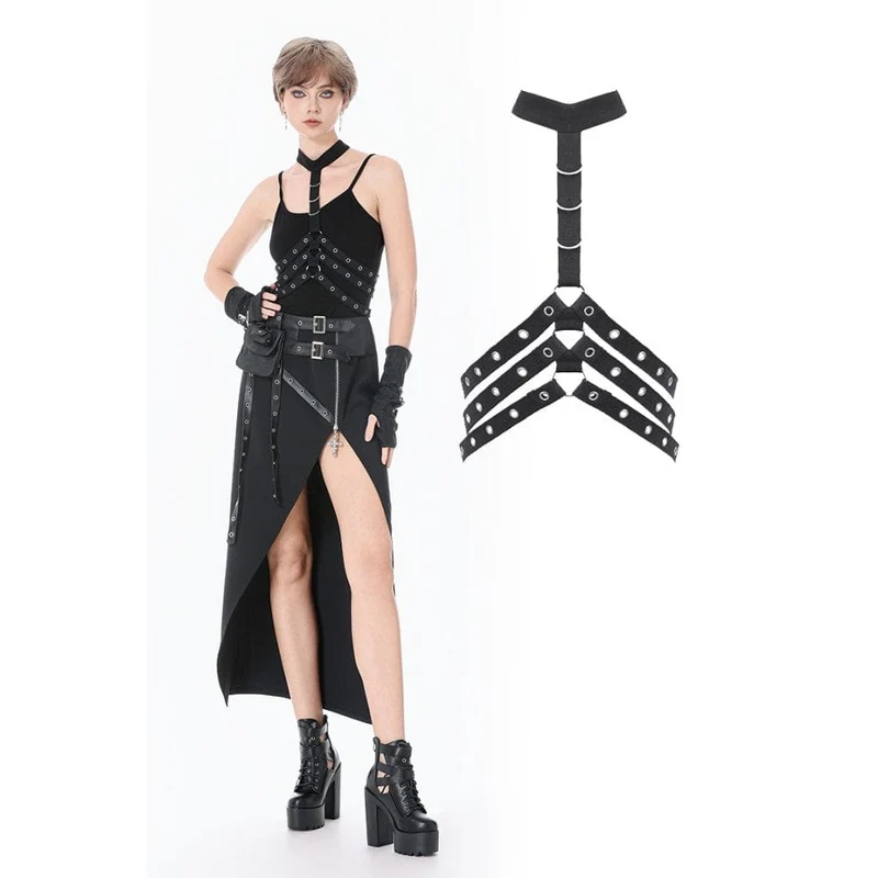 Punk-Body-Harness für Damen mit Ösen und D-Ringen