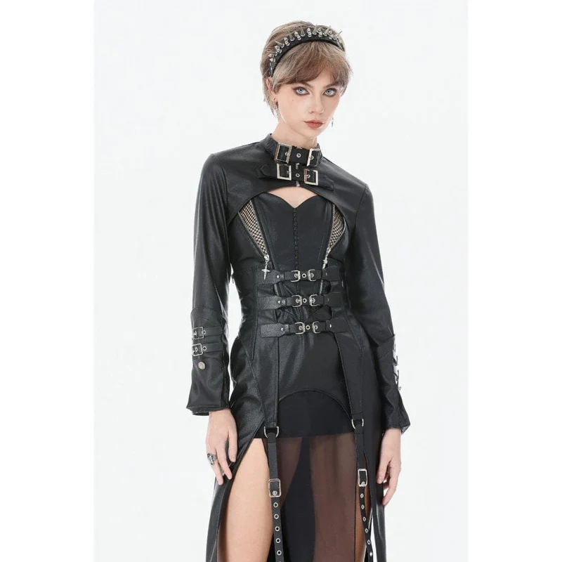 Punk-Cape für Damen mit Schnallenverschluss und Reißverschluss