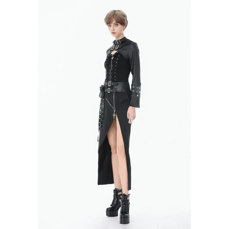 Punk-Cape für Damen mit Schnallenverschluss und Reißverschluss