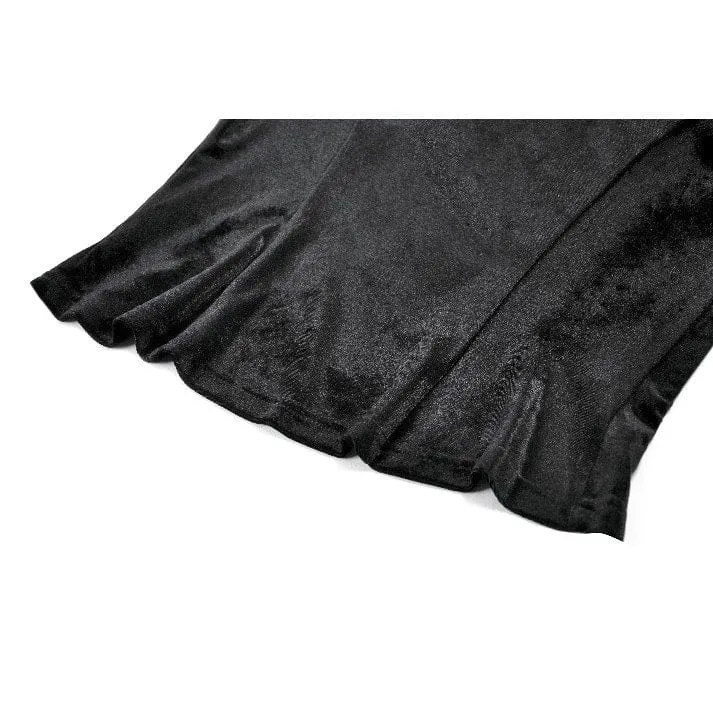 Gothic-besticktes, transparentes Samttop für Damen mit Mesh-Einsätzen