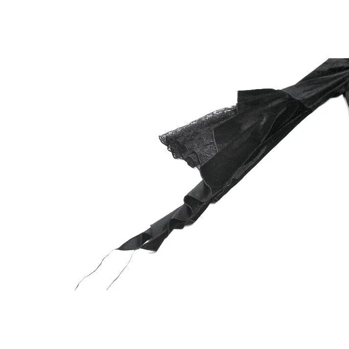 Gothic-besticktes, transparentes Samttop für Damen mit Mesh-Einsätzen
