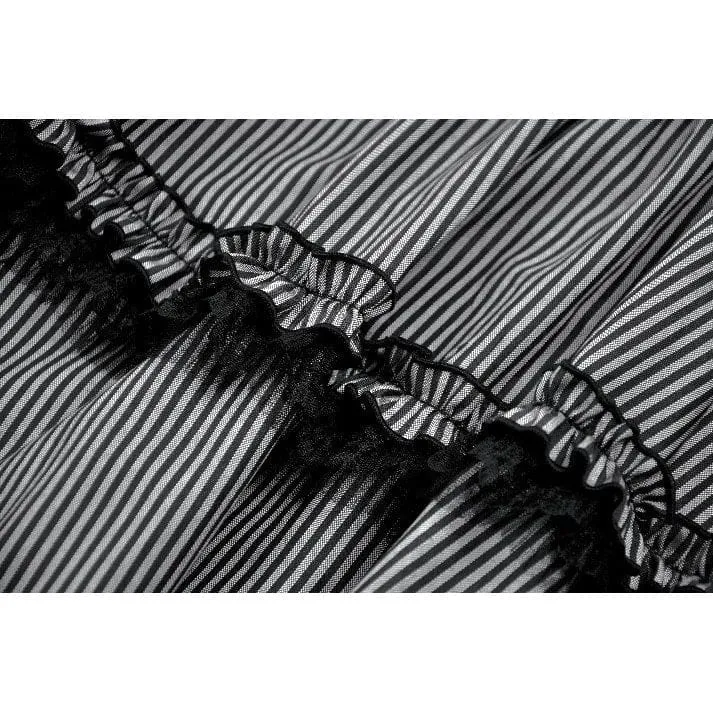 Gothic-Nadelstreifen-Mehrlagen-Falbala-Kleid für Damen, Abschlusskleid