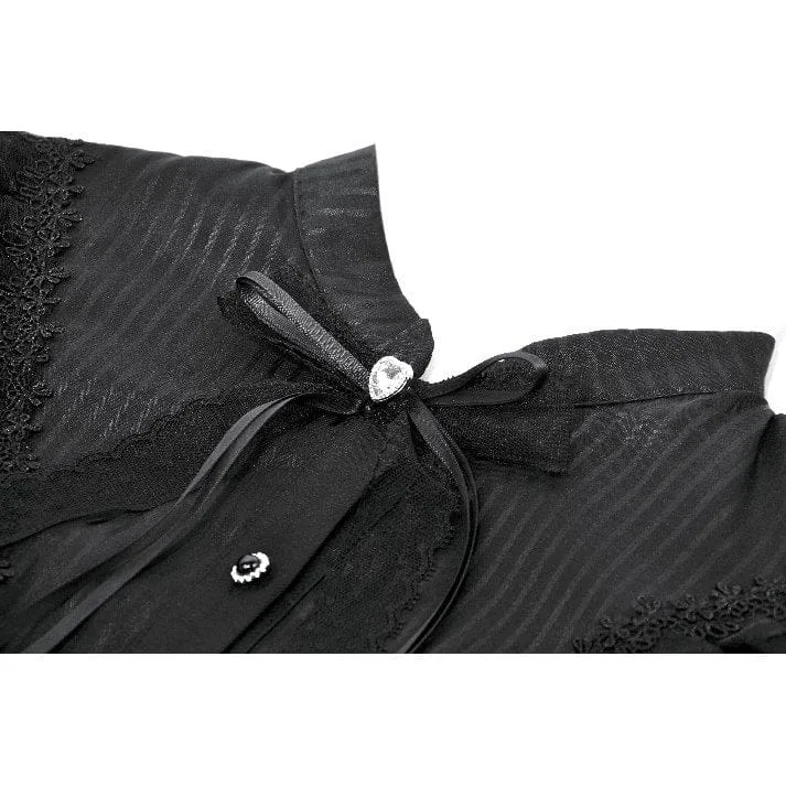 Gothic-Spitzenkleid für Damen mit Falten und Schleifenbesatz