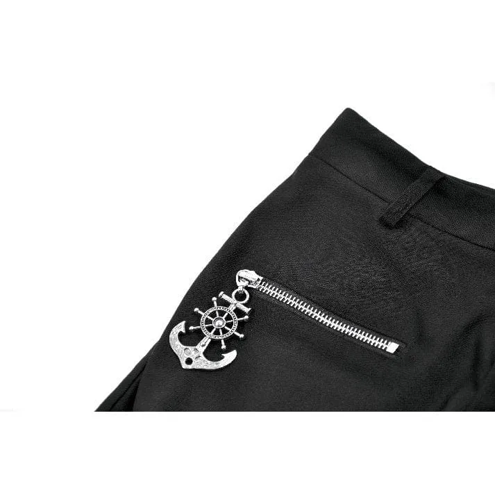 Punk-Shorts für Damen mit großer Tasche und Reißverschluss sowie Beingurt