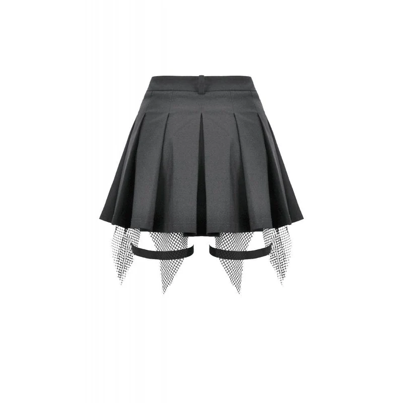 Punk-Mesh-Shorts für Damen mit Falten und Beingurt