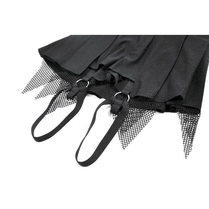 Punk-Mesh-Shorts für Damen mit Falten und Beingurt