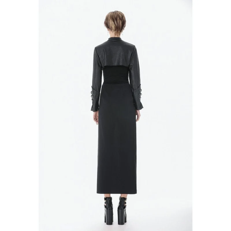 Punk-Rock für Damen, asymmetrisch, mit Ösen, Trägern und Reißverschluss, lang
