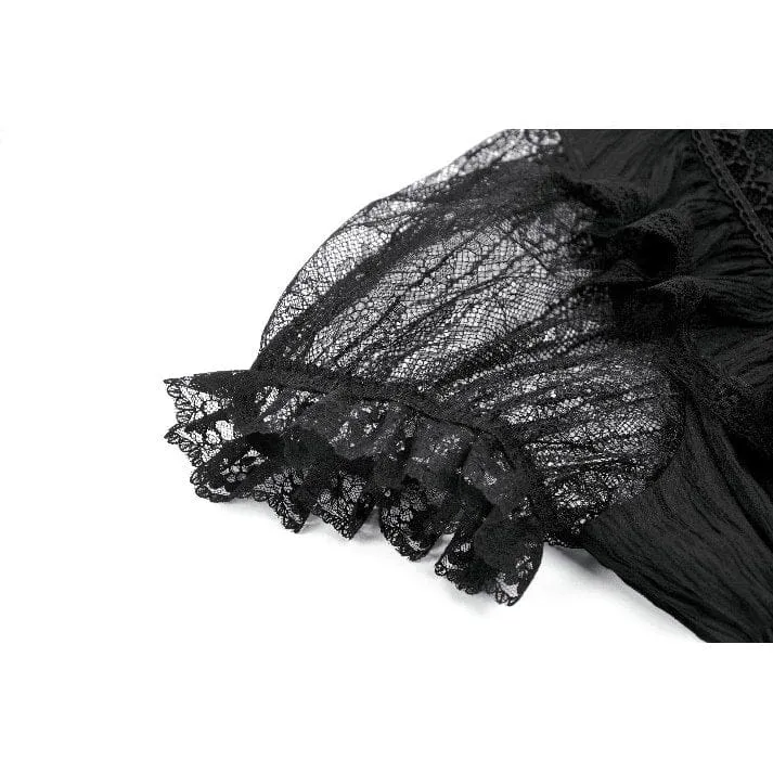Gothic-Spitzenkleid mit gekreuzten Rüschen und kurzen Ärmeln für Damen, Abschlusskleid