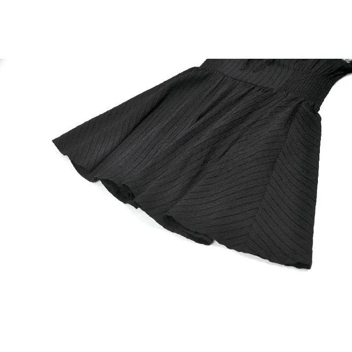 Gothic-Spitzenkleid mit gekreuzten Rüschen und kurzen Ärmeln für Damen, Abschlusskleid