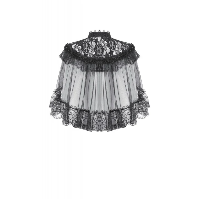 Gothic-Umhang für Damen mit floralem Spitzen-Patchwork-Muster