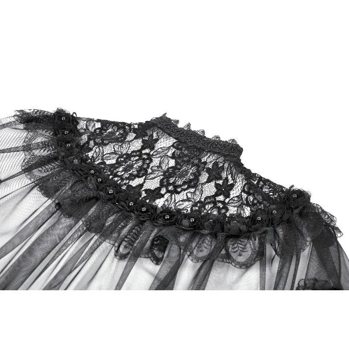 Gothic-Umhang für Damen mit floralem Spitzen-Patchwork-Muster