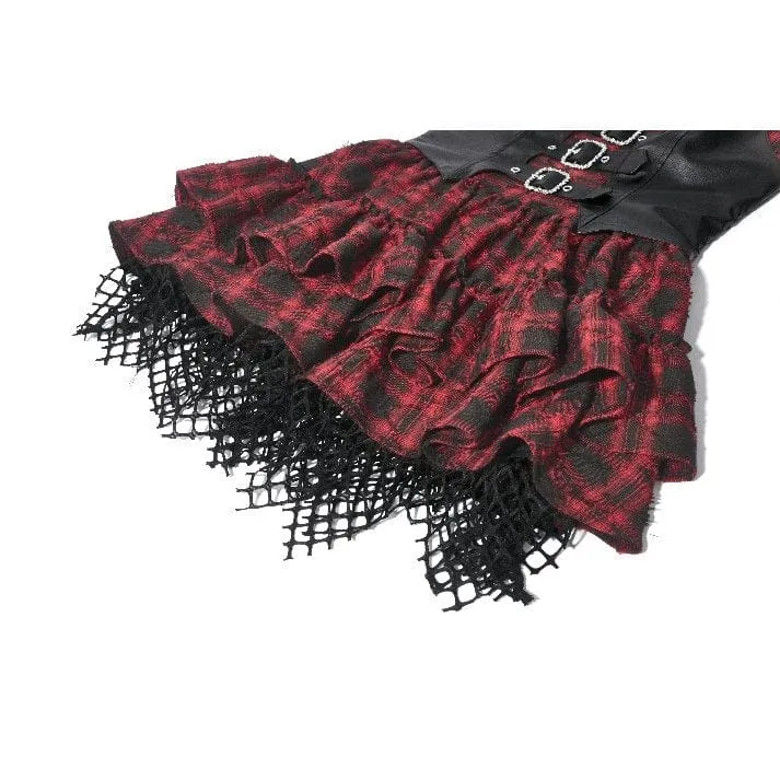 Grunge-Kleid mit Schnallenverschluss, kariert, für Damen, Abschlusskleid