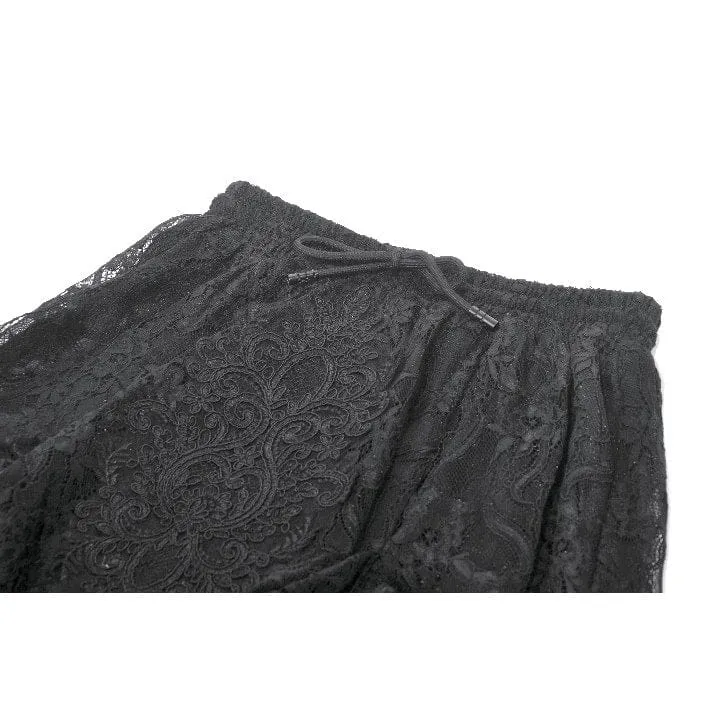 Gothic-Maxirock für Damen mit Spitze, Lagen und Raffungen