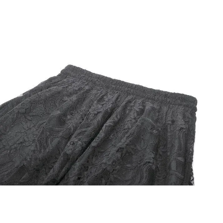 Gothic-Maxirock für Damen mit Spitze, Lagen und Raffungen