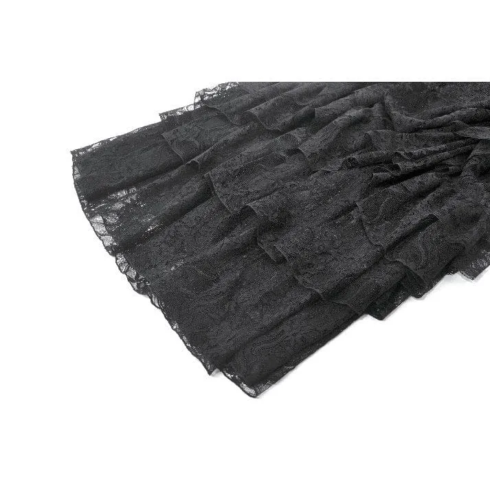 Gothic-Maxirock für Damen mit Spitze, Lagen und Raffungen
