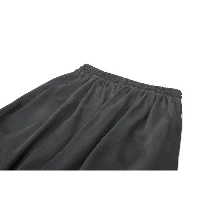 Schwarzer Gothic-Maxirock aus Spitze mit Rüschen und Raffungen für Damen