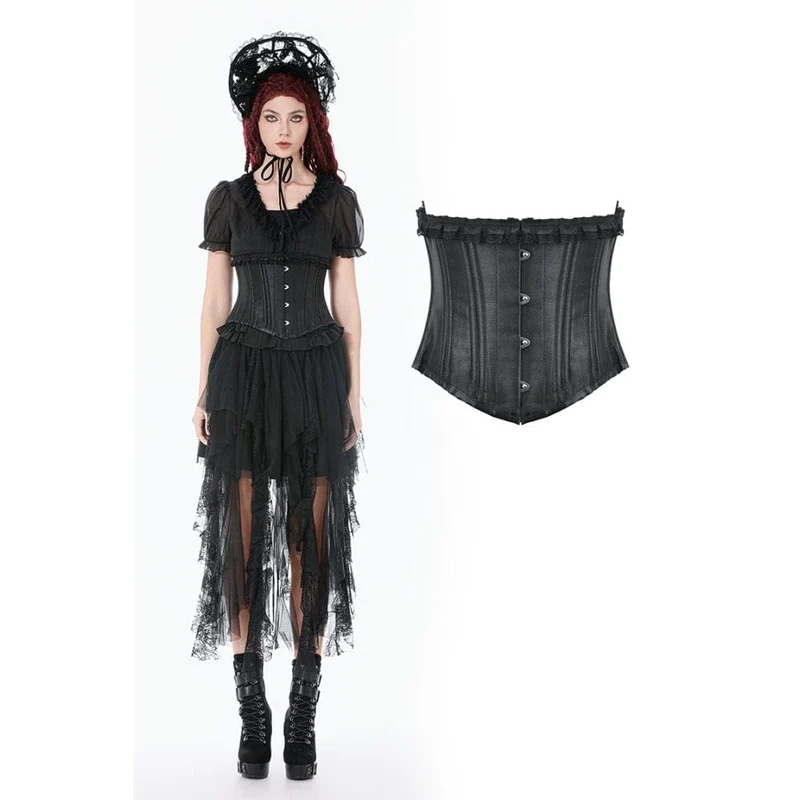 Punk-Unterbrustkorsett für Damen, einfarbig, zum Schnüren