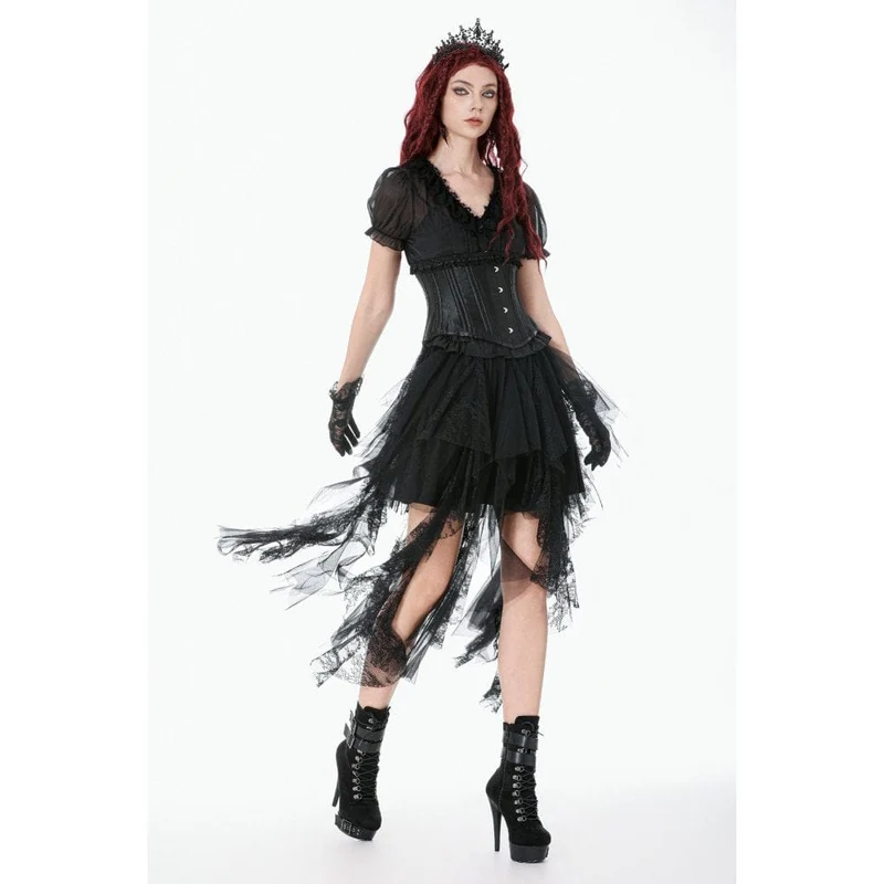 Gothic-Lagenrock aus Spitze und Netzstoff für Damen
