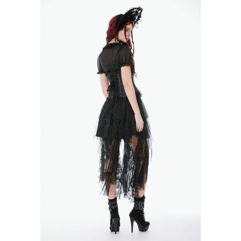 Gothic-Lagenrock aus Spitze und Netzstoff für Damen