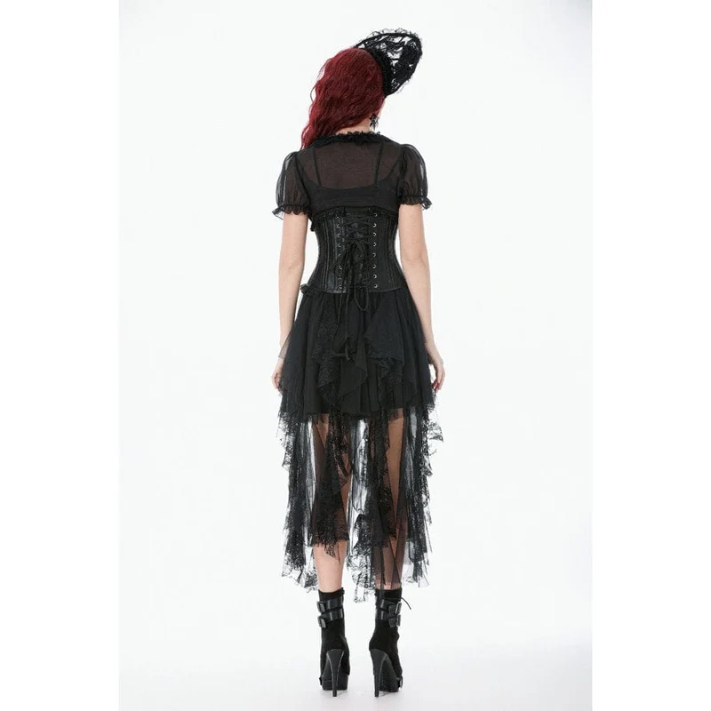 Gothic-Lagenrock aus Spitze und Netzstoff für Damen