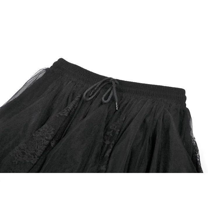 Gothic-Lagenrock aus Spitze und Netzstoff für Damen