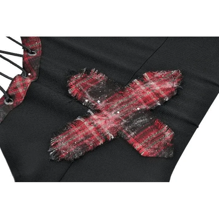 Punk-Bustier mit Lochmuster und Karomuster für Damen
