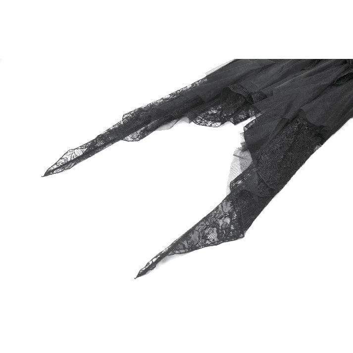 Gothic-Spitzenkleid für Damen mit Stufenrock und schulterfreiem Ausschnitt