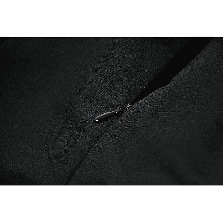 Ärmelloses Punk-Kleid mit Totenkopf-Motiv, Reißverschluss und Umlegekragen für Damen