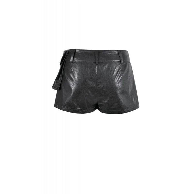 Punk-Shorts für Damen mit niedrigem Bund und asymmetrischem Faltengürtel