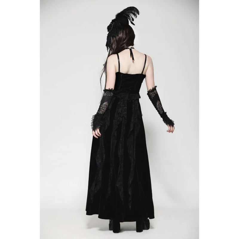 Gothic-Handschuhe aus Spitze mit Blumenstickerei und Rüschen für Damen