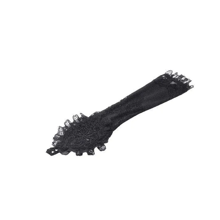 Gothic-Handschuhe aus Spitze mit Blumenstickerei und Rüschen für Damen