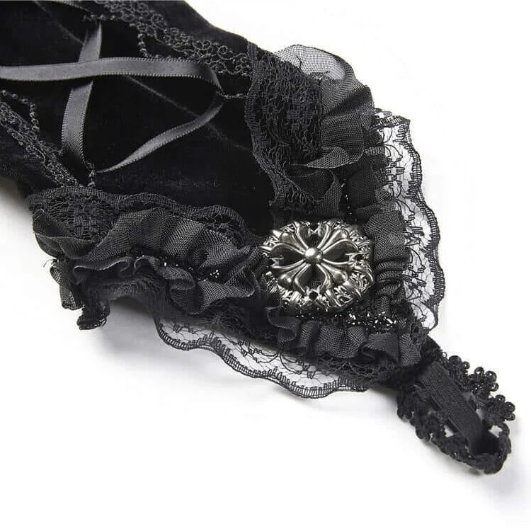 Damen Vintage Goth Lace Handschuhe