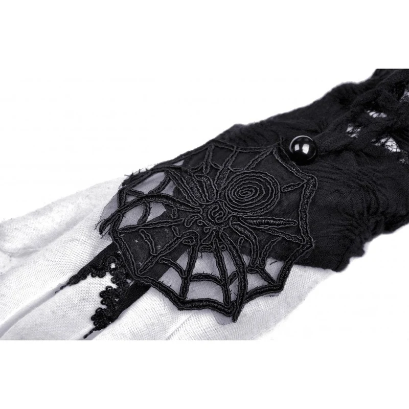 Gothic-Handschuhe für Damen mit Spinnennetz-Muster, zerrissener Spitze und langen Ärmeln