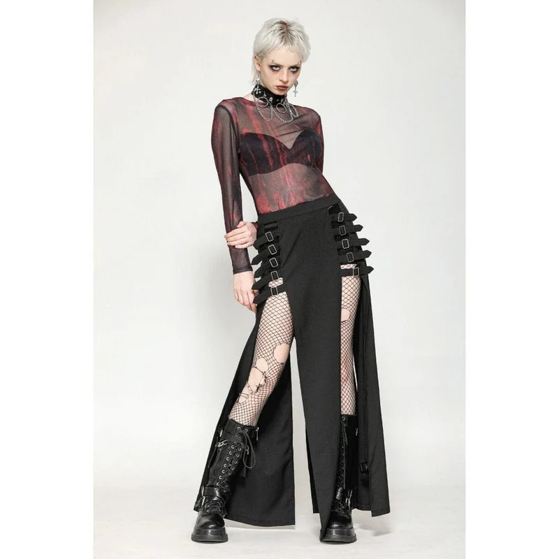 Gothic-Batik-Oberteil aus transparentem Netzstoff für Damen