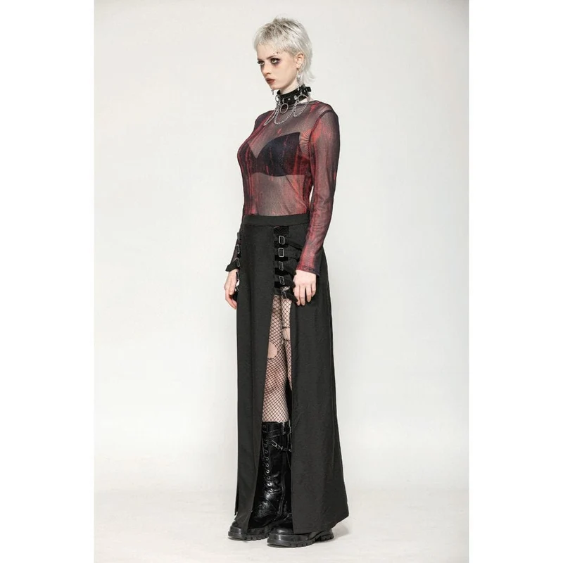 Gothic-Batik-Oberteil aus transparentem Netzstoff für Damen