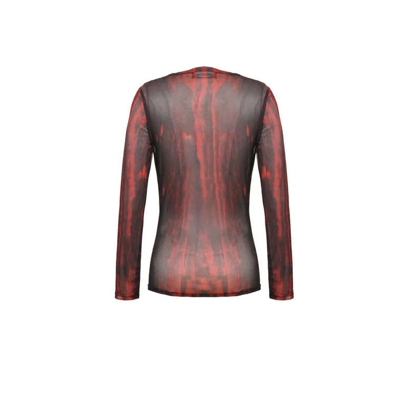 Gothic-Batik-Oberteil aus transparentem Netzstoff für Damen
