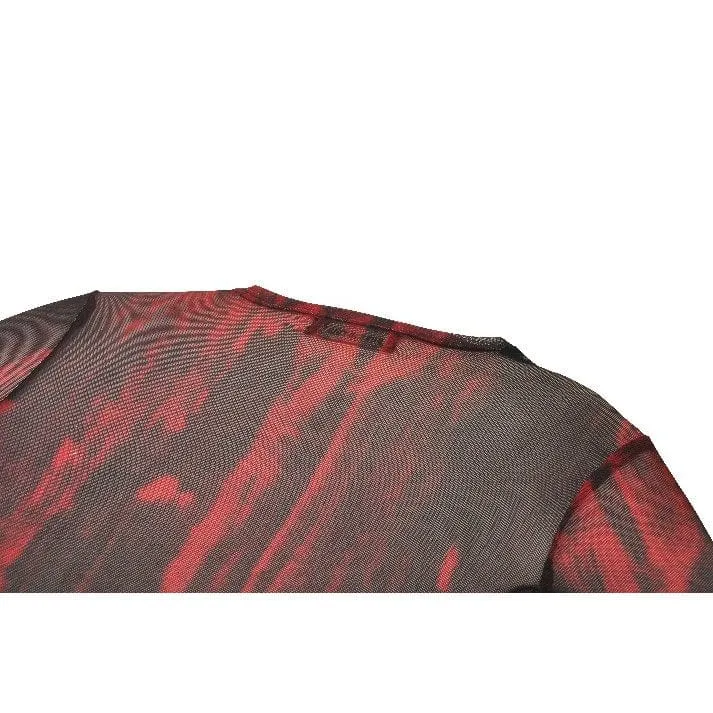 Gothic-Batik-Oberteil aus transparentem Netzstoff für Damen