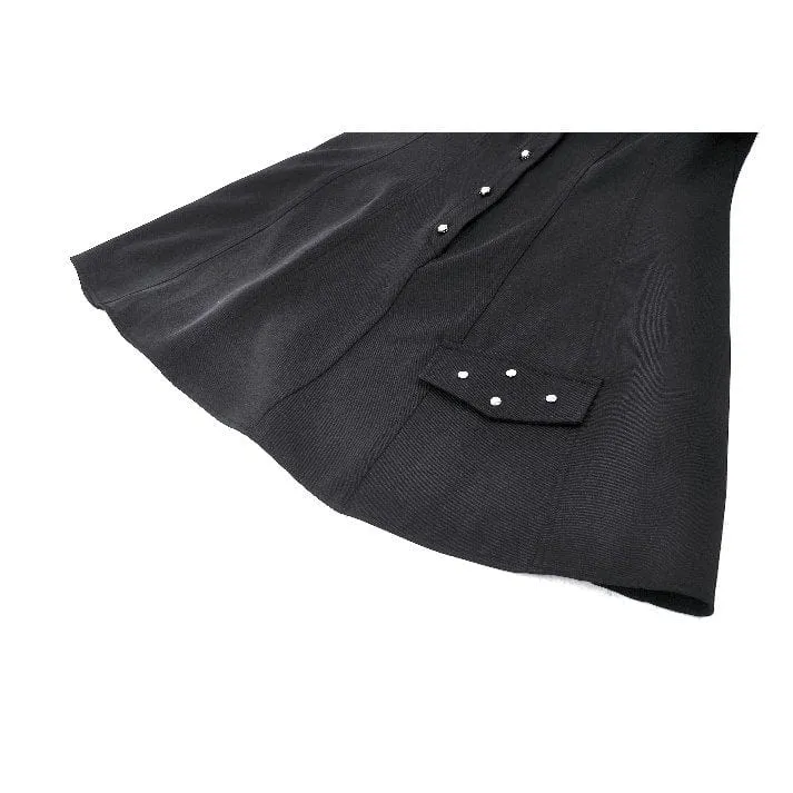 Damen-Heimkehrkleid im Gothic-Stil mit Umlegekragen und Ausschnitt