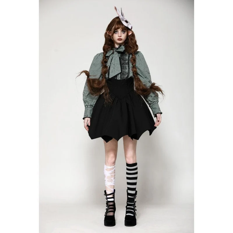 Gothic Lolita Batwing Kurzrock mit hoher Taille für Damen