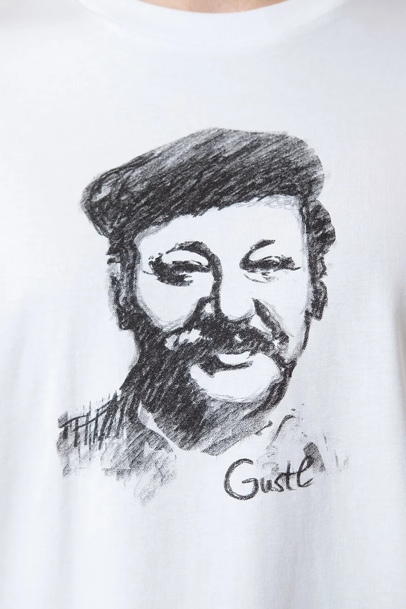 Herren T-Shirt 'Gustl' mit Portrait-Druck